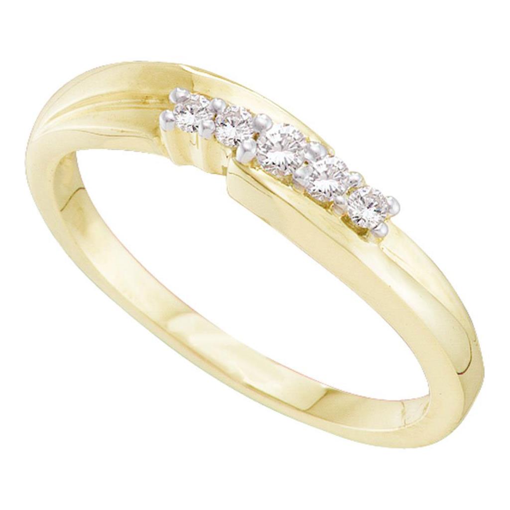 10k Yellow Gold Round Diamond 5-Stone Band Ring 1/10 Cttw