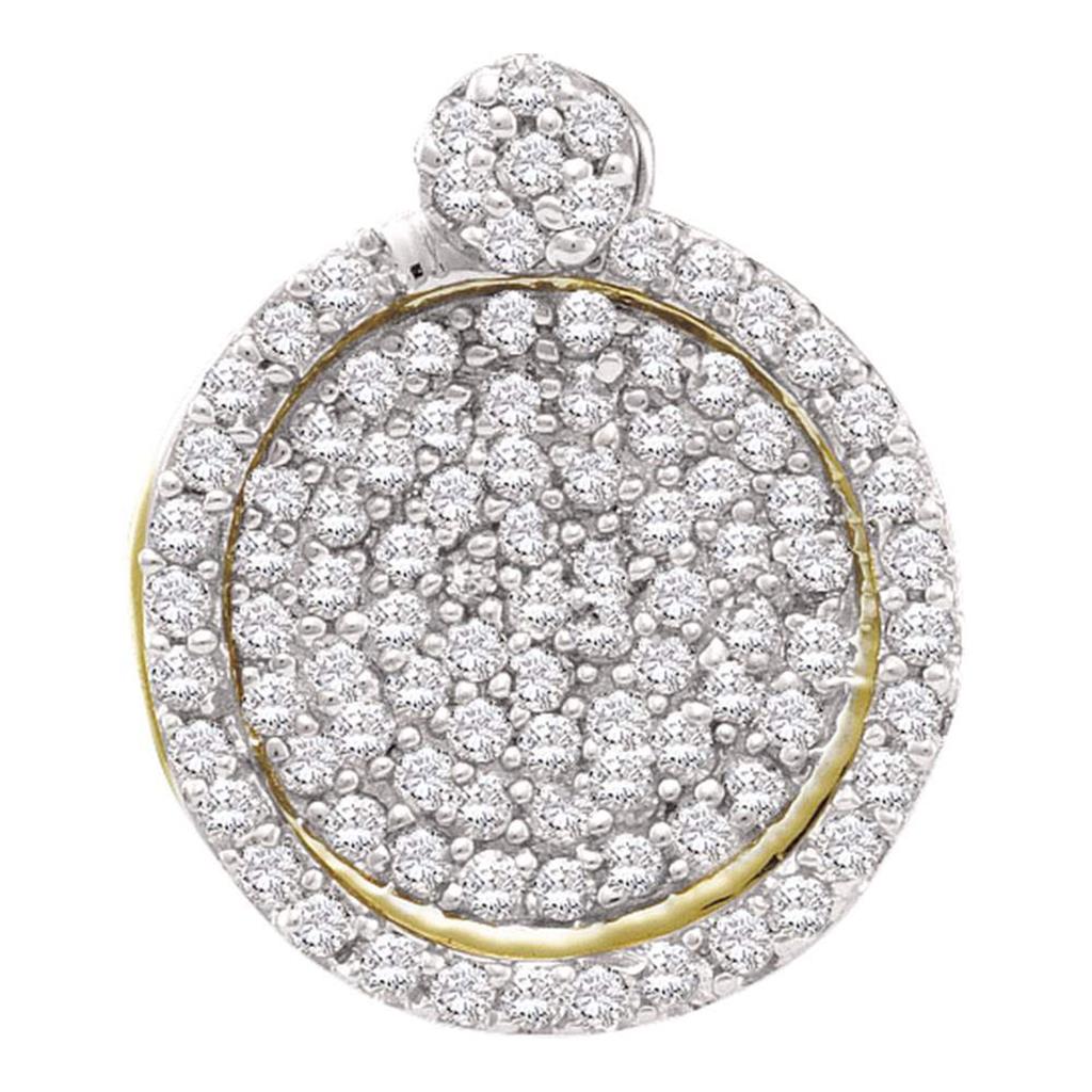 10k Yellow Gold Round Diamond Circle Frame Cluster Pendant 1/3 Cttw