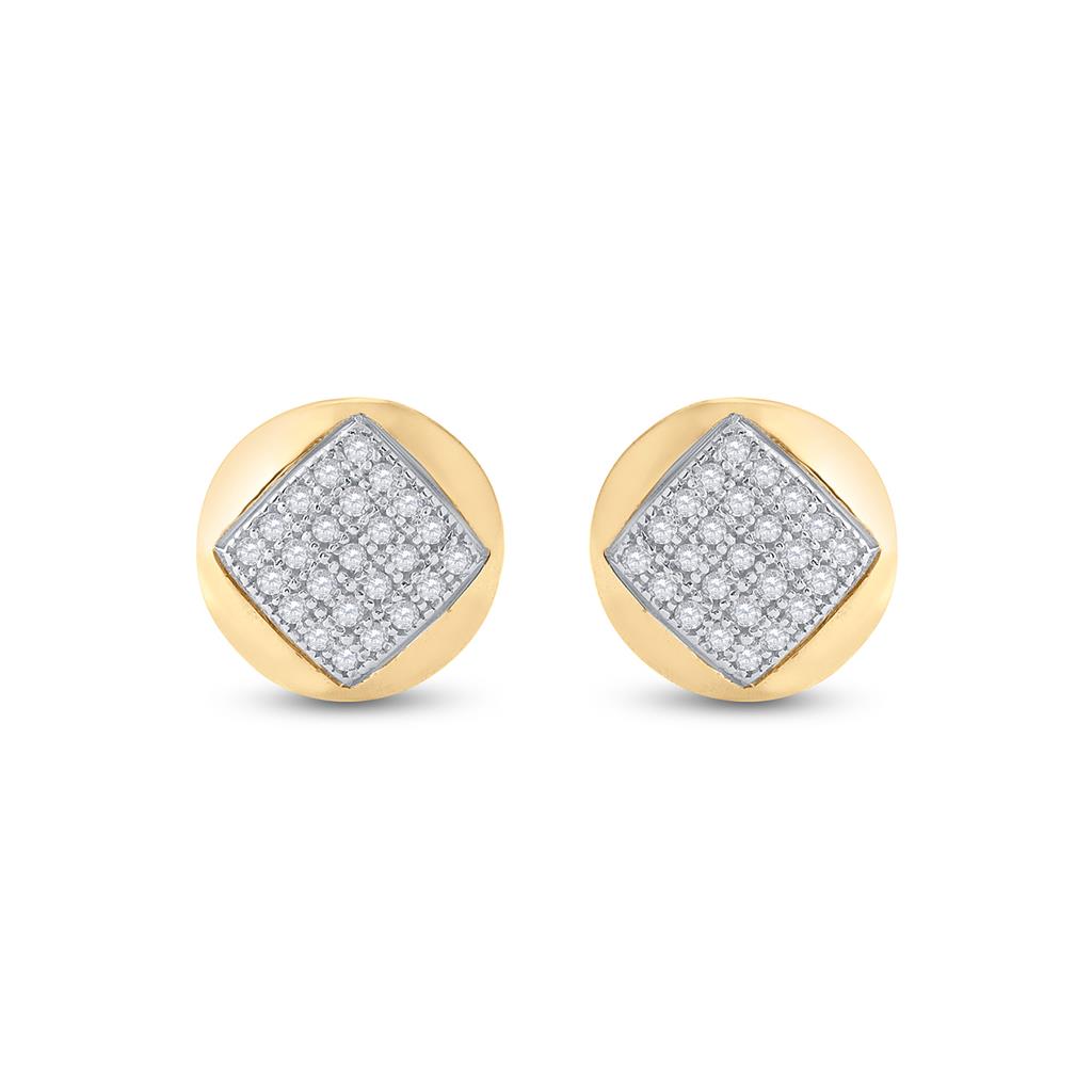 10k Yellow Gold Round Diamond Cluster Earrings 1/6 Cttw