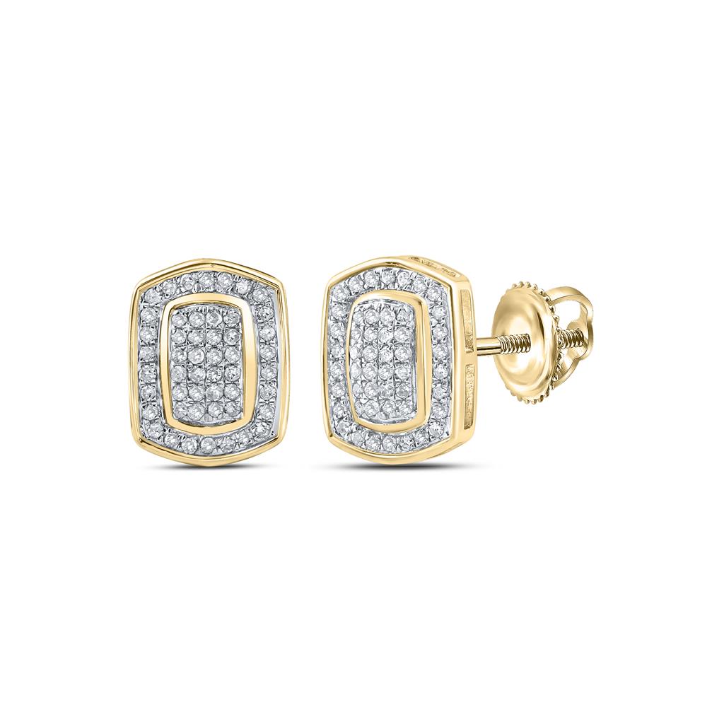 10k Yellow Gold Round Diamond Cluster Earrings 1/4 Cttw