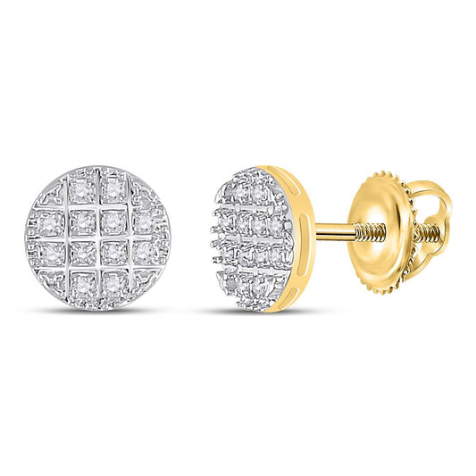 10k Yellow Gold Round Diamond Cluster Earrings 1/10 Cttw