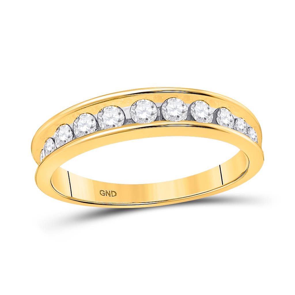 10k Yellow Gold Round Diamond Single Row Wedding Band 1/2