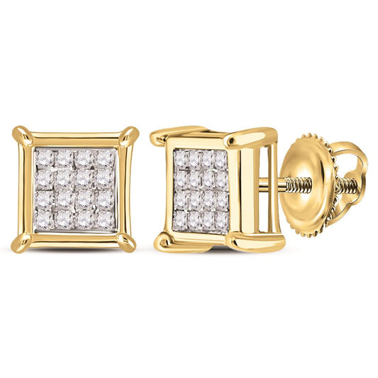 10k Yellow Gold Princess Diamond Square Earrings 1/6 Cttw