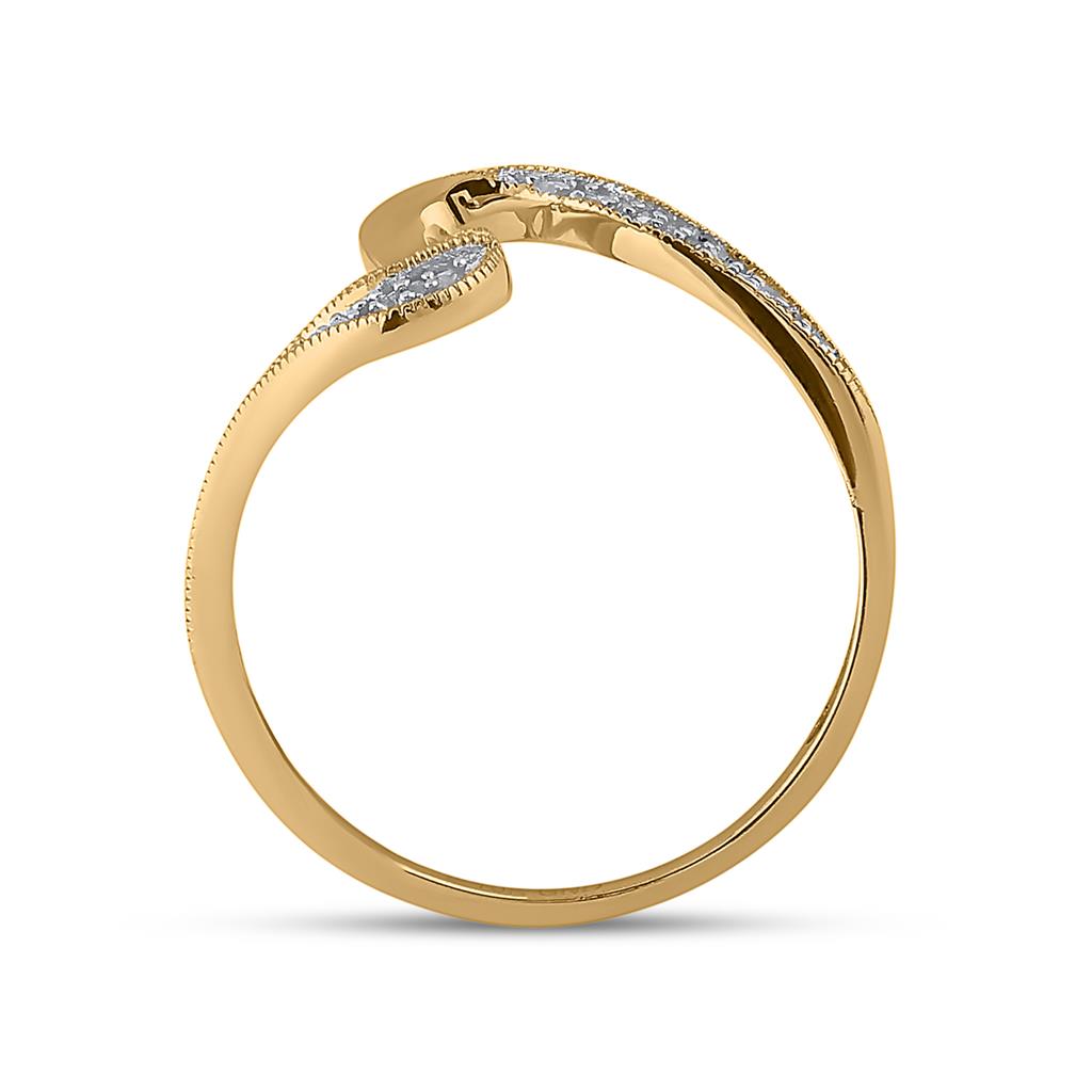 10k Yellow Gold Round Diamond S Curve Band Ring 1/20 Cttw