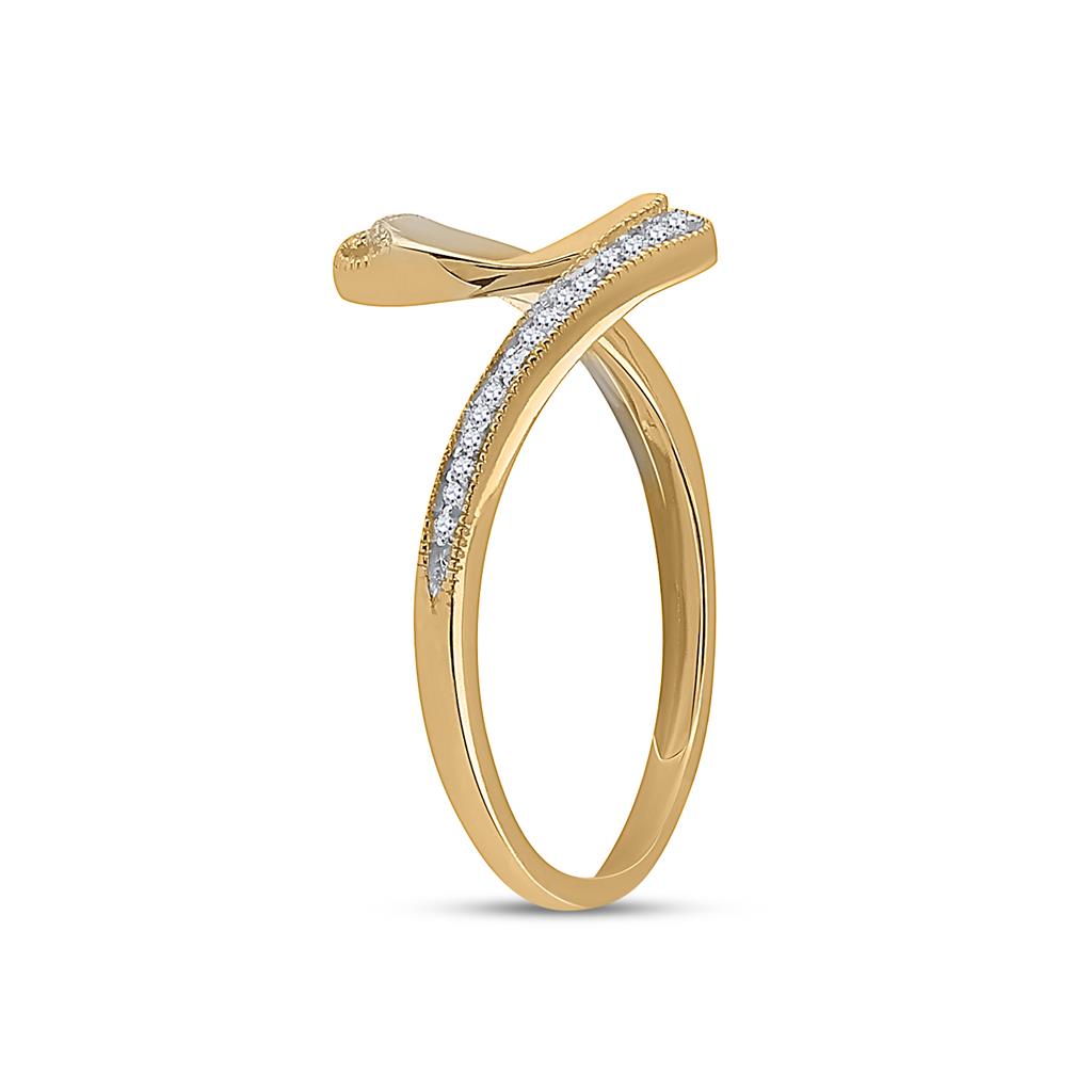 10k Yellow Gold Round Diamond S Curve Band Ring 1/20 Cttw