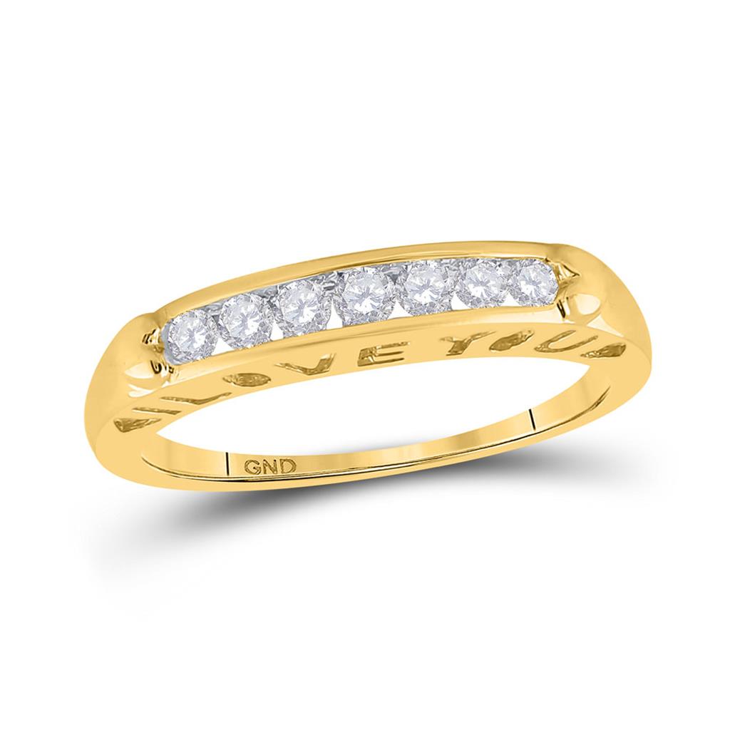 10k Yellow Gold Round Diamond I Love You Band Ring 1/4 Cttw