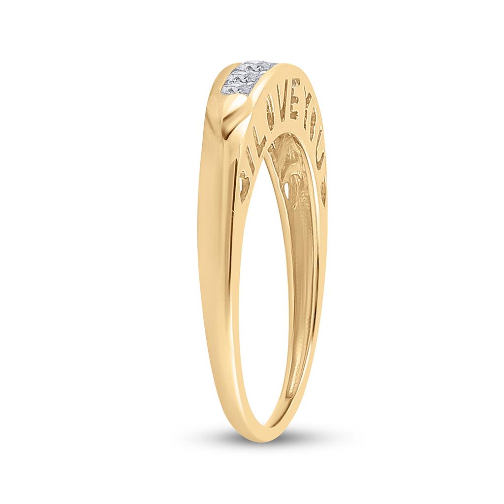 10k Yellow Gold Round Diamond I Love You Band Ring 1/4 Cttw