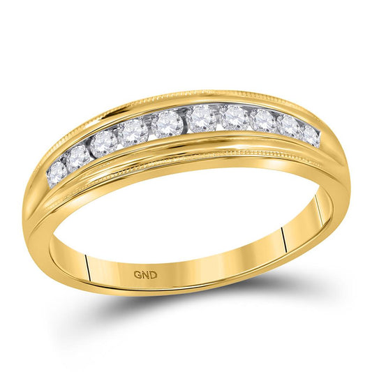 10k Yellow Gold Round Diamond Single Row Band Ring 1/4 Cttw