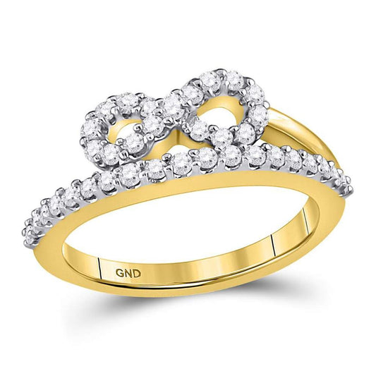 10k Yellow Gold Round Diamond Woven Infinity Band Ring 1/2 Cttw