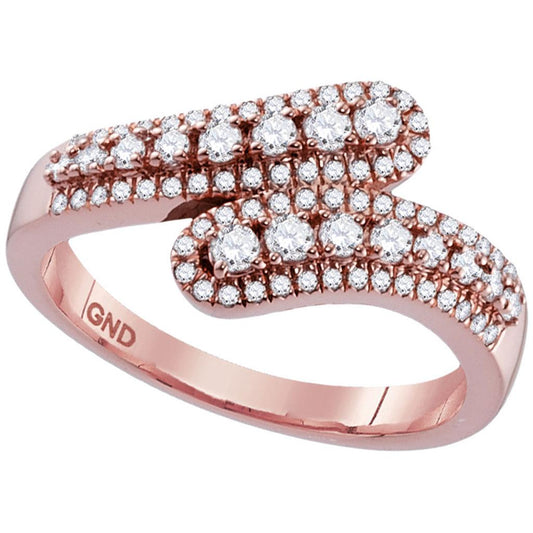 10k Rose Gold Round Diamond Bypass Band Ring 1/2 Cttw