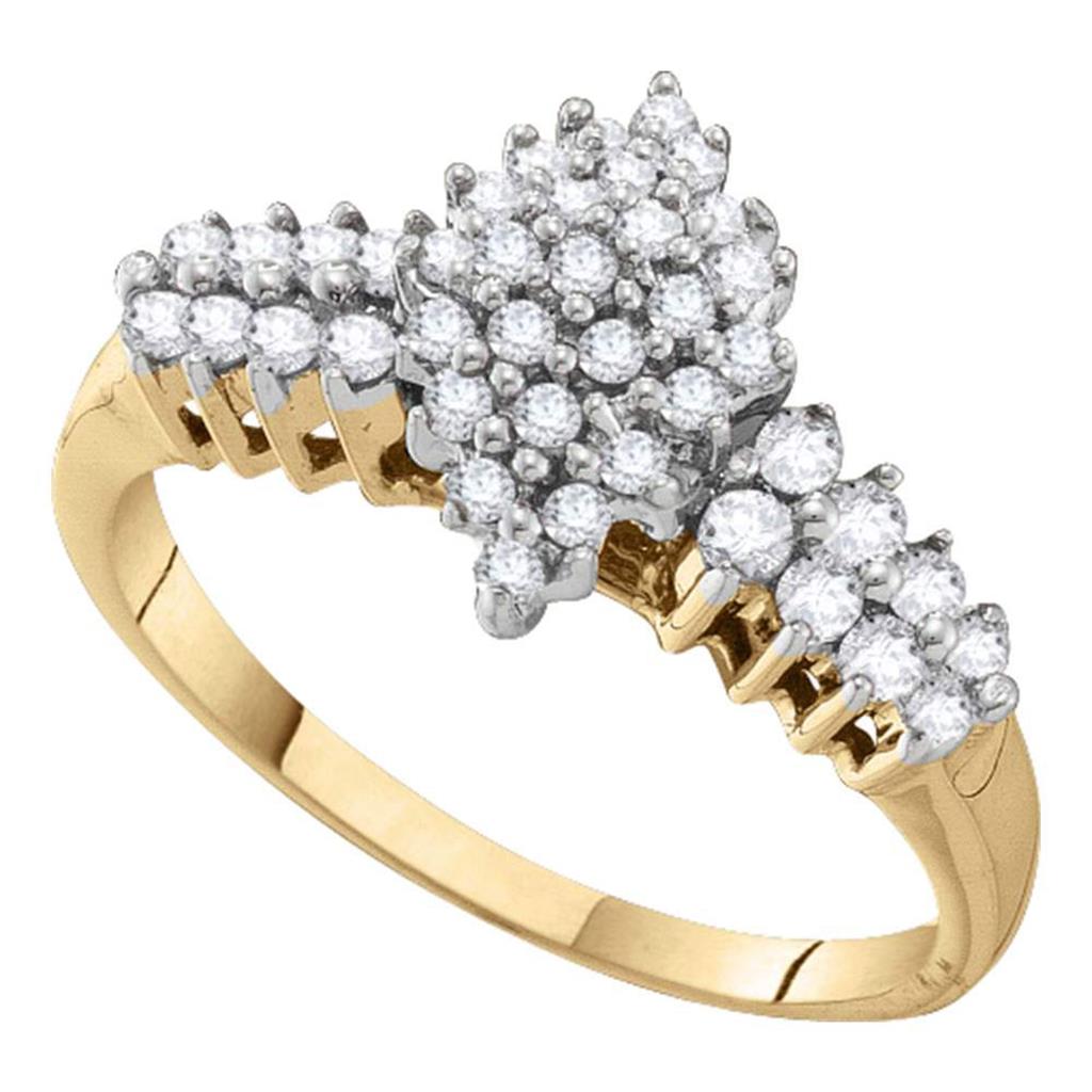 10k Yellow Gold Round Cluster Diamond Band Ring 1/2 Cttw