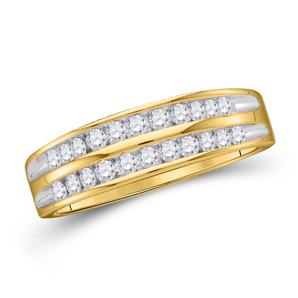 10k Yellow Gold Round Diamond 2-Row Fashion Band Ring 1/4 Cttw