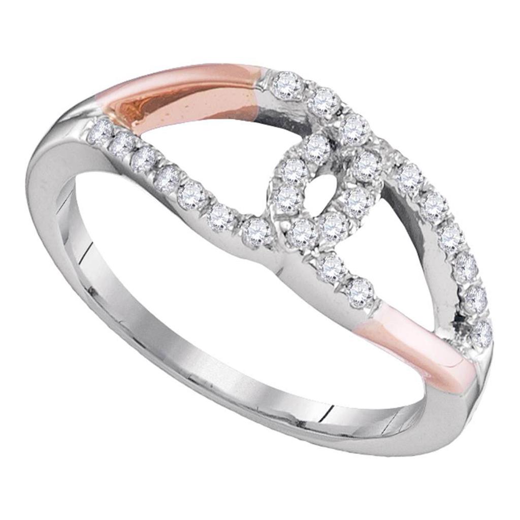 10k Two-tone Gold Round Diamond Loop Lasso Knot Band Ring 1/4 Cttw