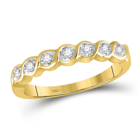 10k Yellow Gold Round Prong-set Diamond Band 1/12 Cttw