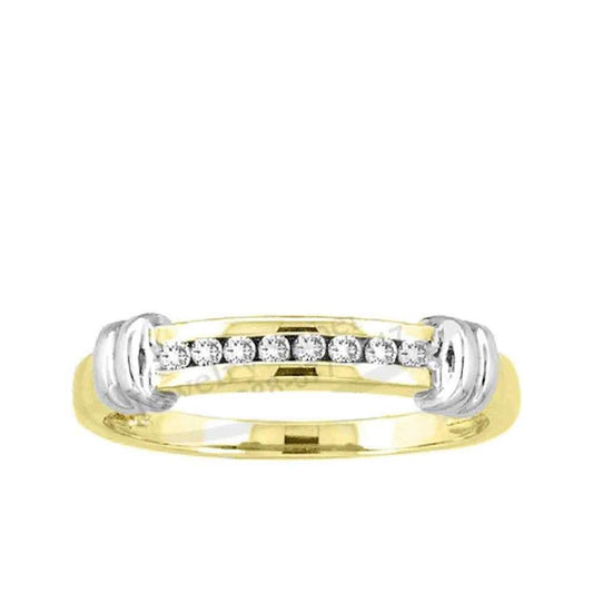 14k Two-tone Gold Round Diamond Band Ring 1/6 Cttw