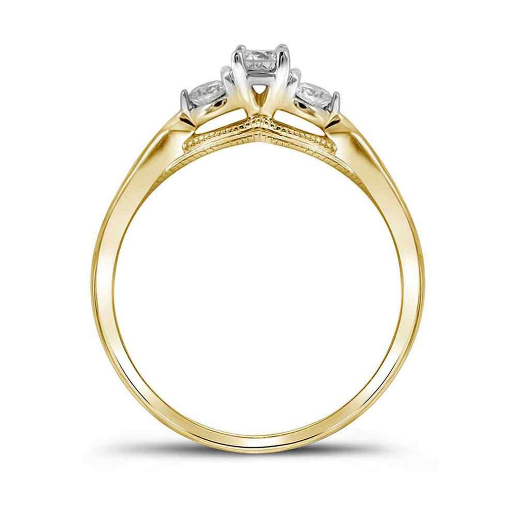 10k Yellow Gold Round Diamond 3-stone Bridal Engagement Ring 3/8 Cttw