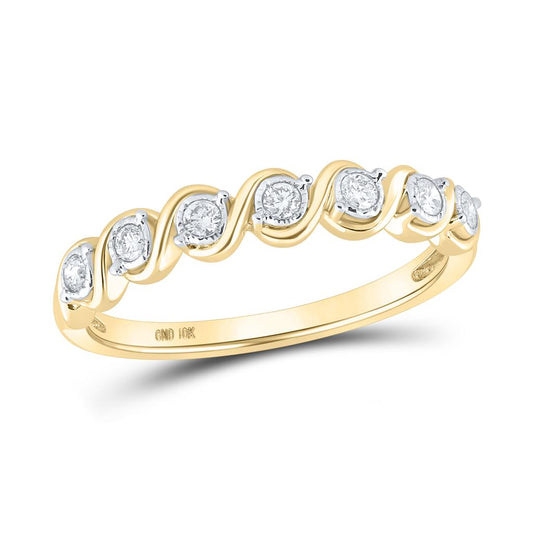 10k Yellow Gold Round Diamond Band Ring 1/6 Cttw