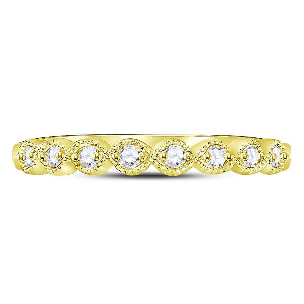 10k Yellow Gold Round Diamond Stackable Band Ring 1/10 Cttw