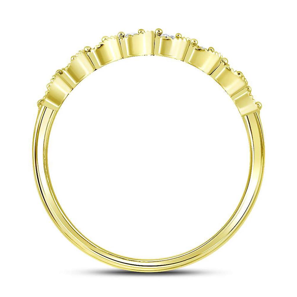 10k Yellow Gold Round Diamond Stackable Band Ring 1/10 Cttw