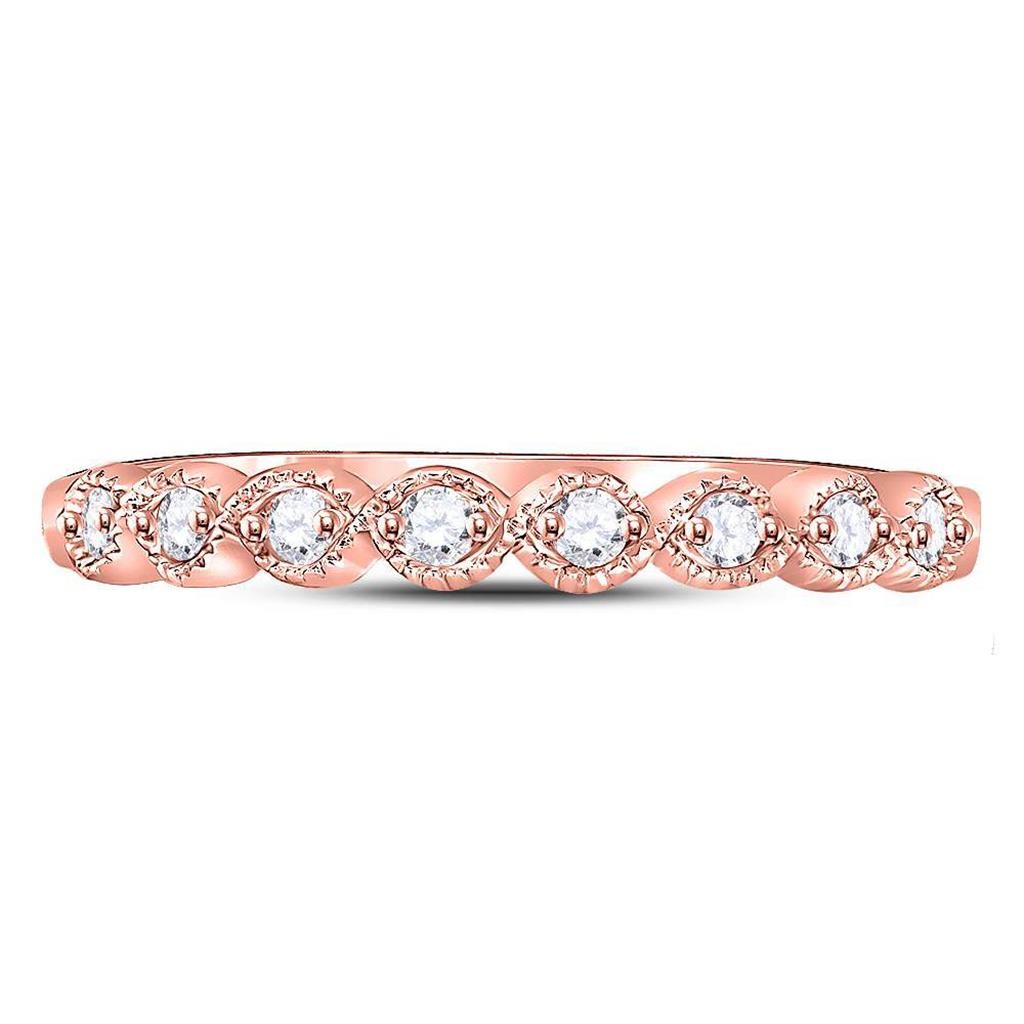 10k Rose Gold Round Diamond Stackable Band Ring 1/10 Cttw