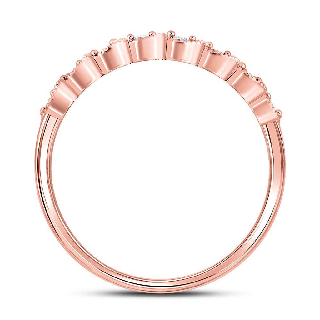 10k Rose Gold Round Diamond Stackable Band Ring 1/10 Cttw