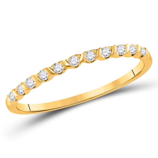 10k Yellow Gold Round Diamond Stackable Band Ring 1/6 Cttw