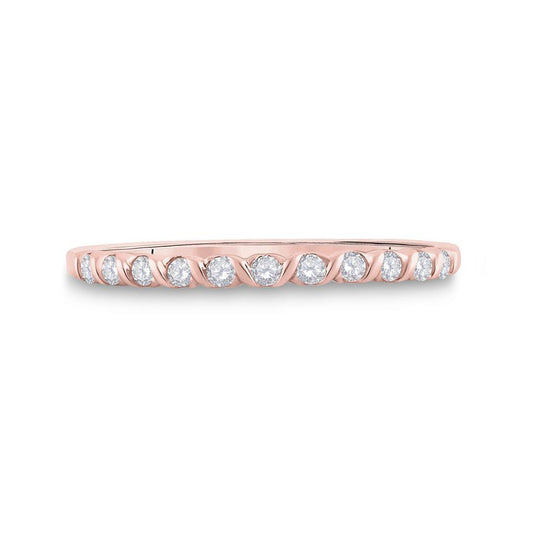 10k Rose Gold Round Diamond Stackable Band Ring 1/6 Cttw