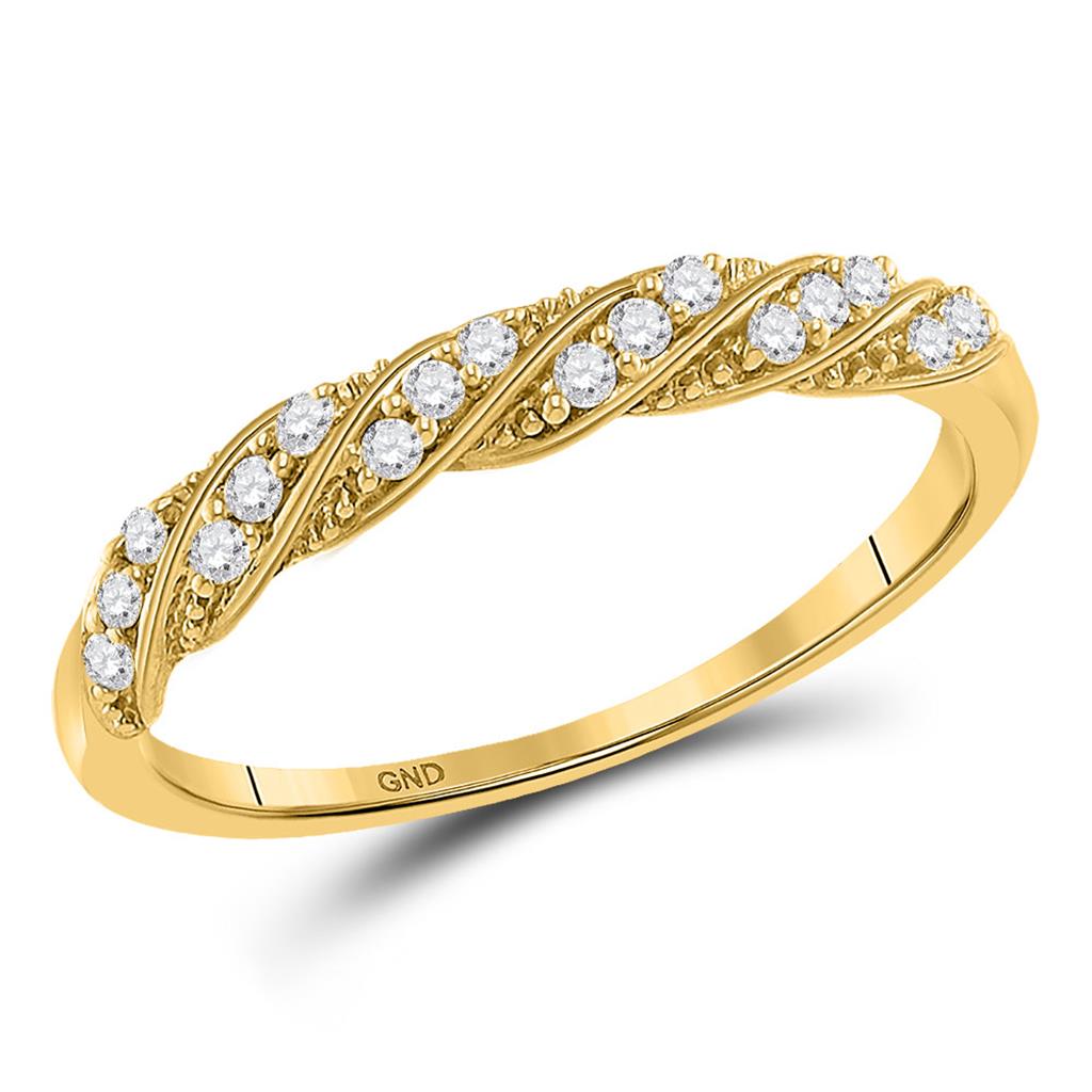 10k Yellow Gold Round Diamond Stackable Band Ring 1/8 Cttw