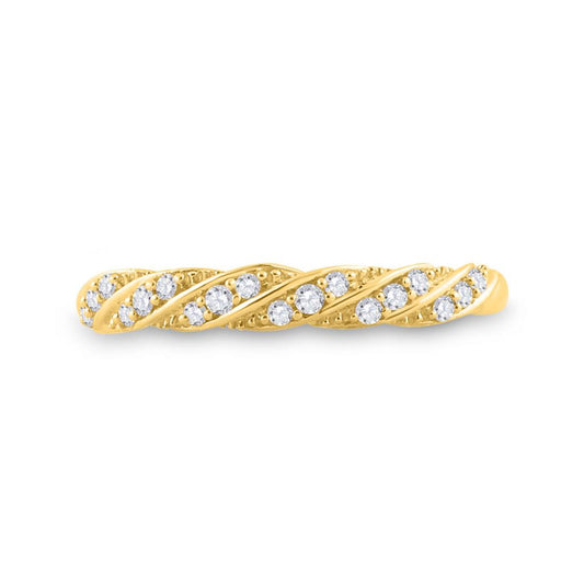 10k Yellow Gold Round Diamond Stackable Band Ring 1/8 Cttw