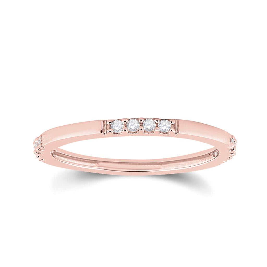 10k Rose Gold Round Diamond Stackable Band Ring 1/10 Cttw