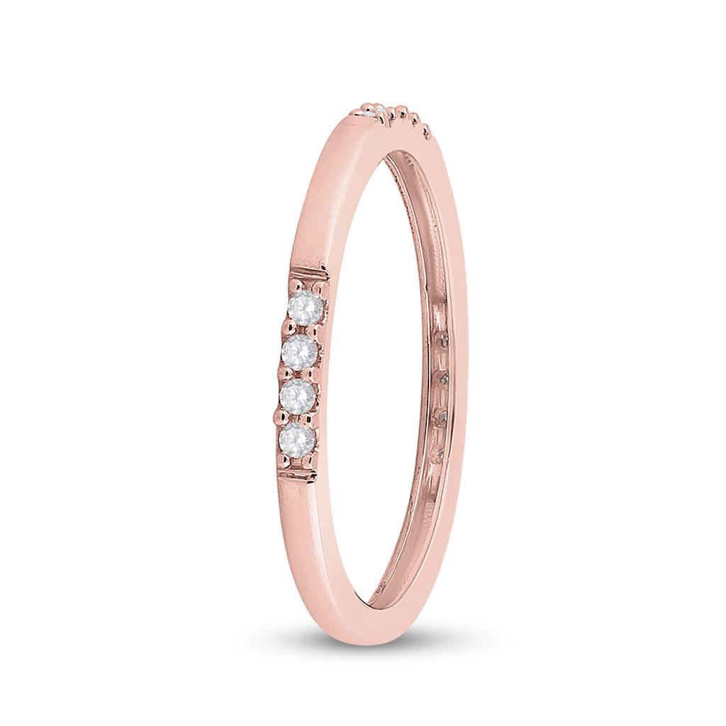 10k Rose Gold Round Diamond Stackable Band Ring 1/10 Cttw