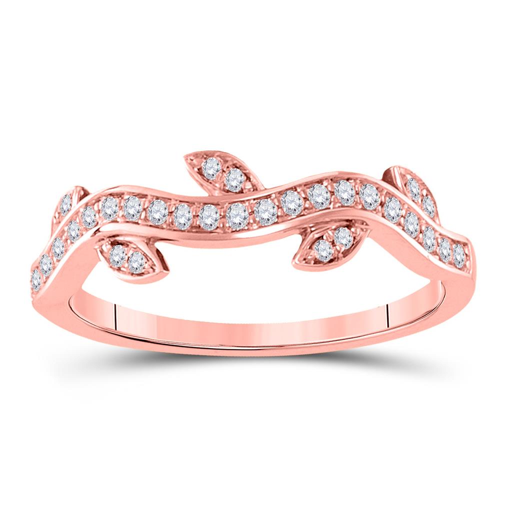 10k Rose Gold Round Diamond Vine Stackable Band Ring 1/6 Cttw