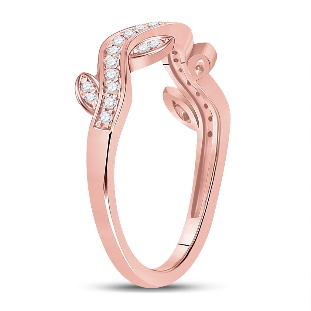 10k Rose Gold Round Diamond Vine Stackable Band Ring 1/6 Cttw