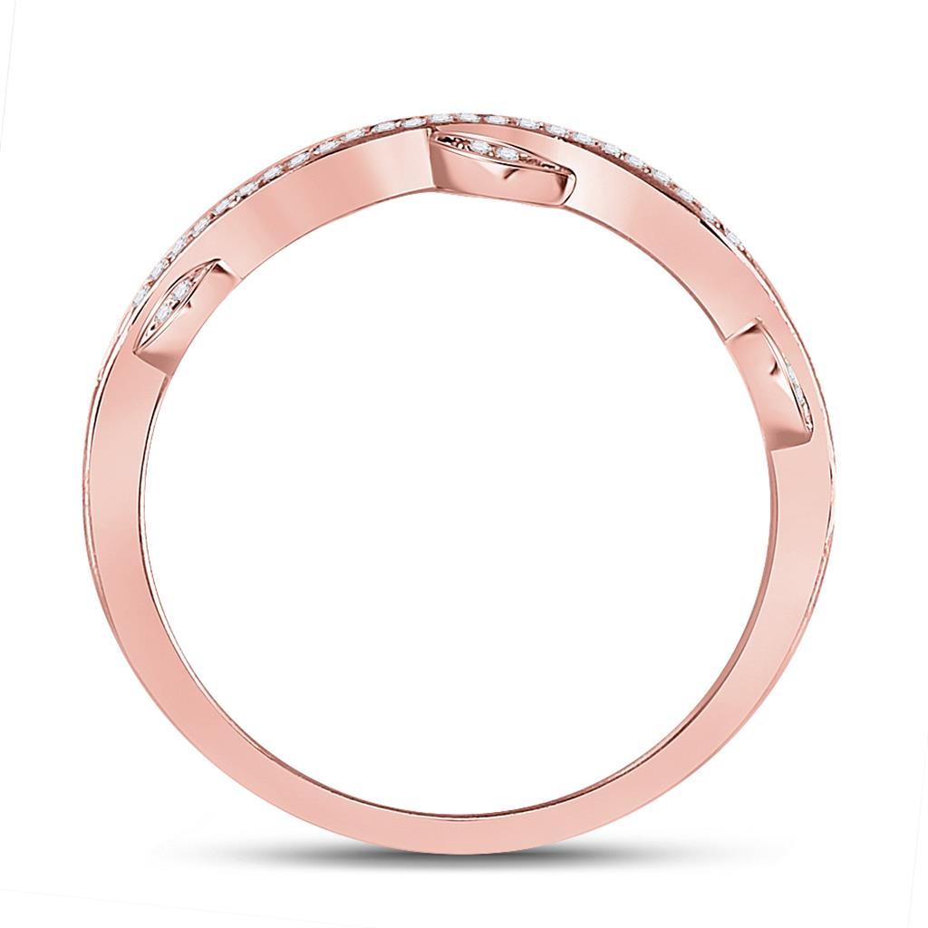 10k Rose Gold Round Diamond Vine Stackable Band Ring 1/6 Cttw