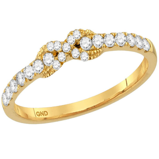 10k Yellow Gold Round Diamond Infinity Knot Stackable Band Ring 1/4 Cttw