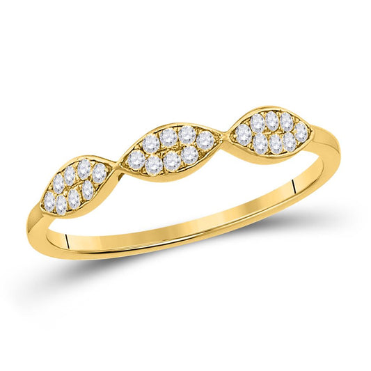 10k Yellow Gold Round Diamond Oval Cluster Stackable Band Ring 1/8 Cttw