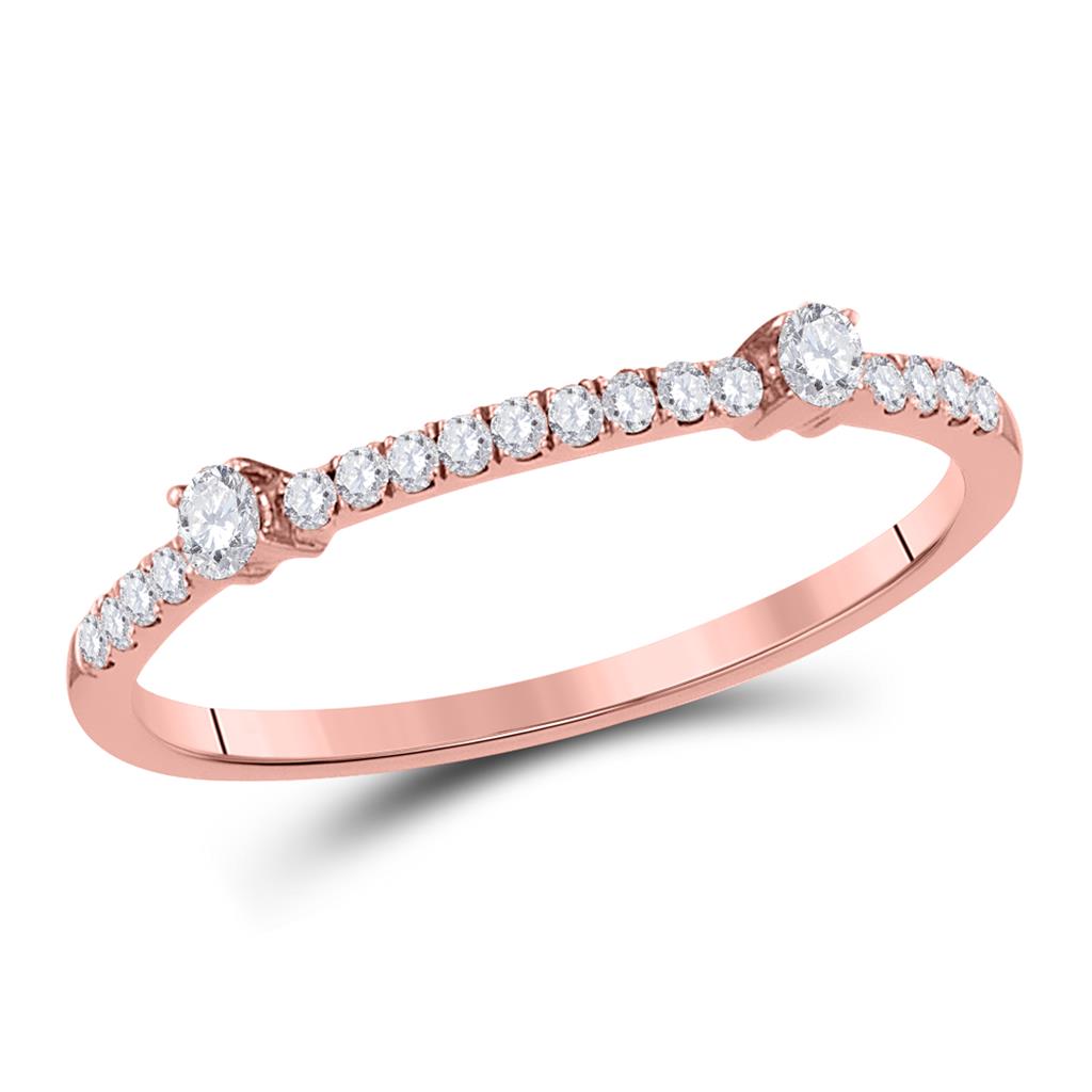 14k Rose Gold Round Diamond Stackable Band Ring 1/6 Cttw