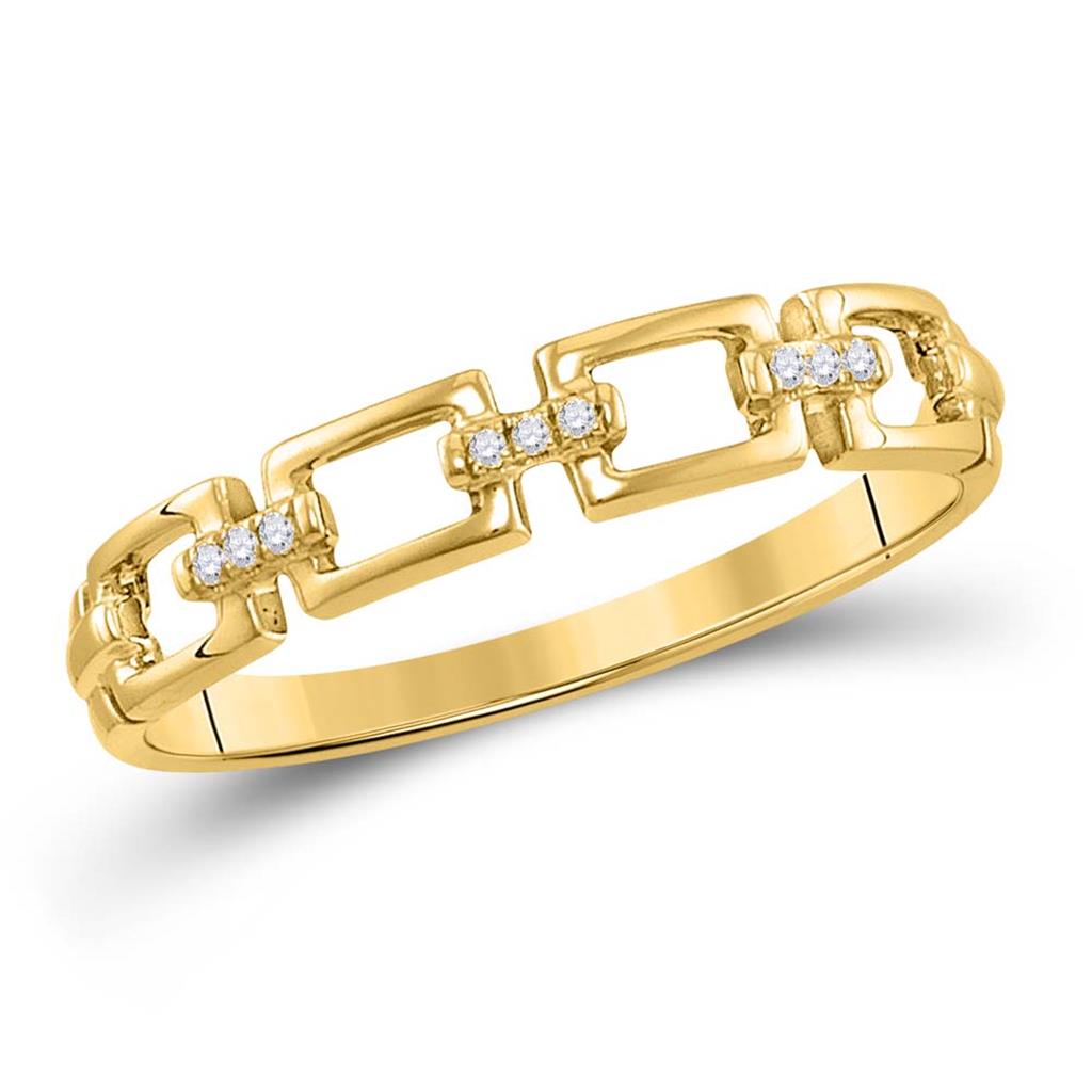 10k Yellow Gold Round Diamond Chain Link Stackable Band Ring .03 Cttw