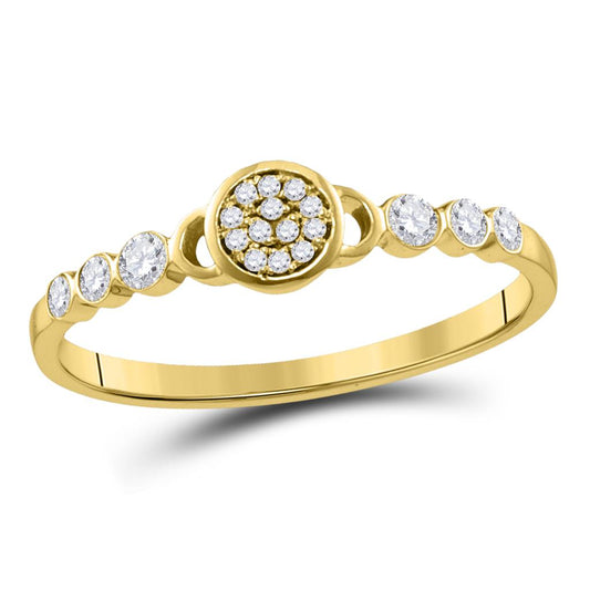 10k Yellow Gold Round Diamond Cluster Stackable Band Ring 1/6 Cttw