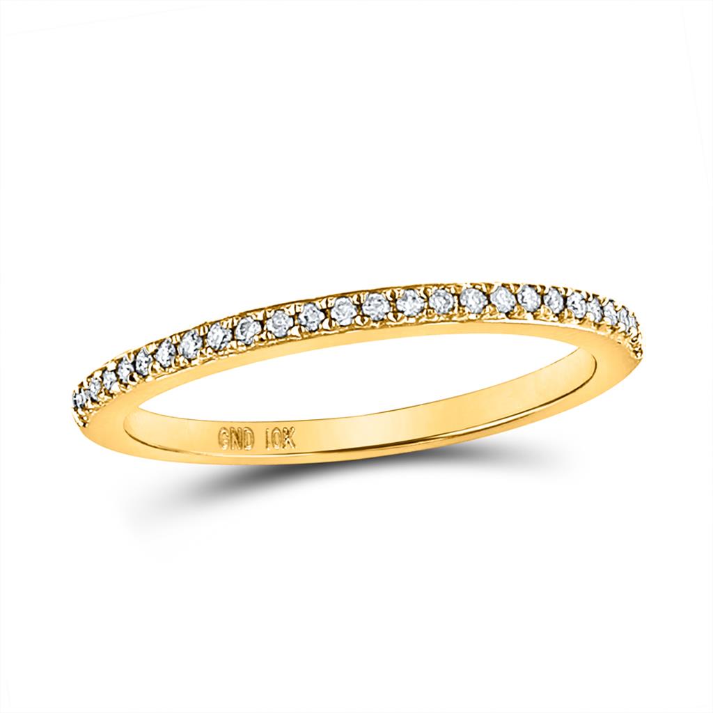 10k Yellow Gold Round Diamond Anniversary Stackable Band Ring 1/8 Cttw