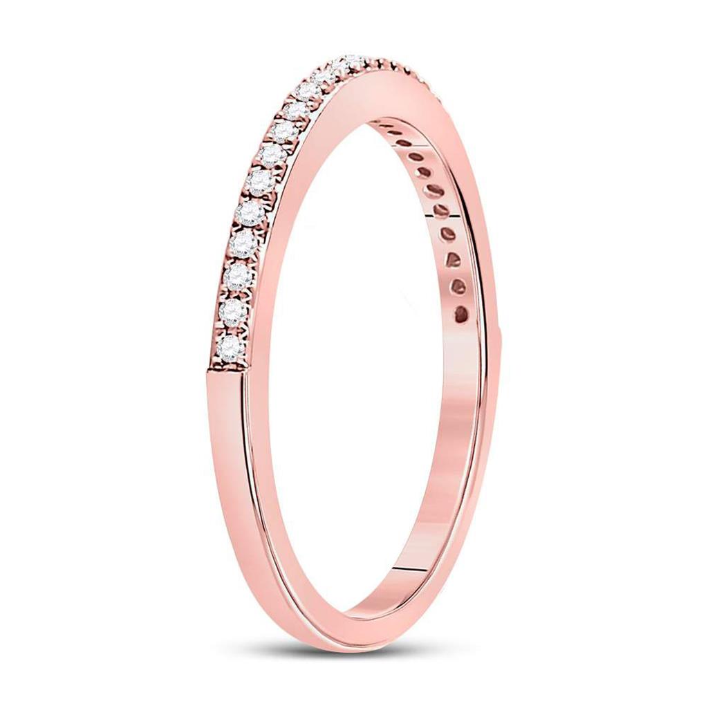 10k Rose Gold Round Diamond Single Row Stackable Band Ring 1/8 Cttw Size 9