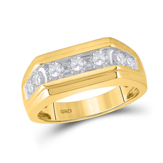 10k Yellow Gold Round Diamond Flat Top Band Ring 1 Cttw