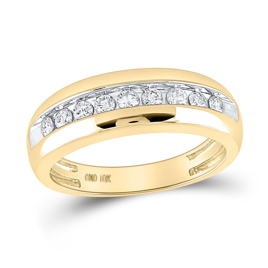 10k Yellow Gold Round Diamond Wedding Single Row Band Ring 1/2 Cttw