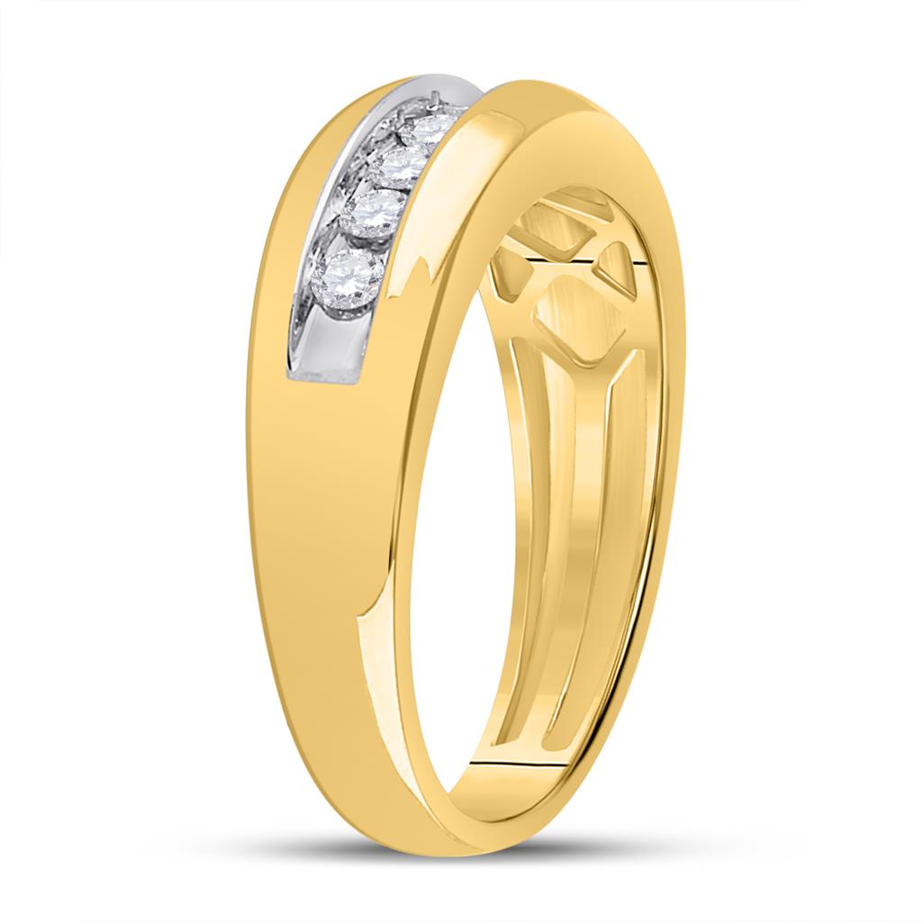 10k Yellow Gold Round Diamond Wedding Single Row Band Ring 1/2 Cttw