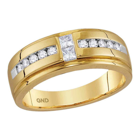 10k Yellow Gold Princess Diamond Wedding 2-Stone Band Ring 1/2 Cttw