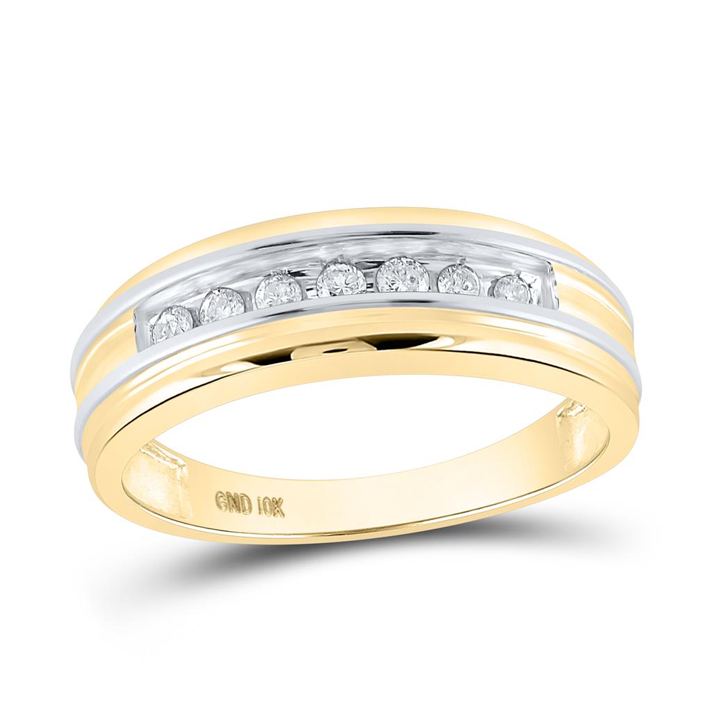 10k Two-tone Gold Round Diamond Single Row Band Ring 1/4 Cttw