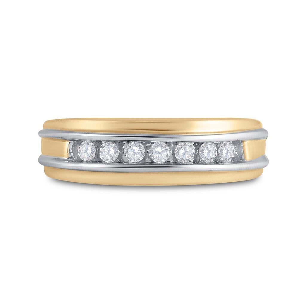 10k Two-tone Gold Round Diamond Single Row Band Ring 1/4 Cttw