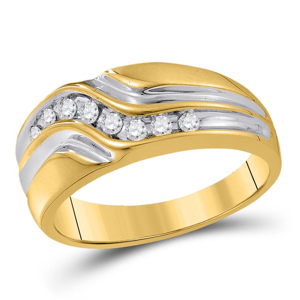 10k Yellow Gold Round Diamond Wedding Band Ring 1/4 Cttw