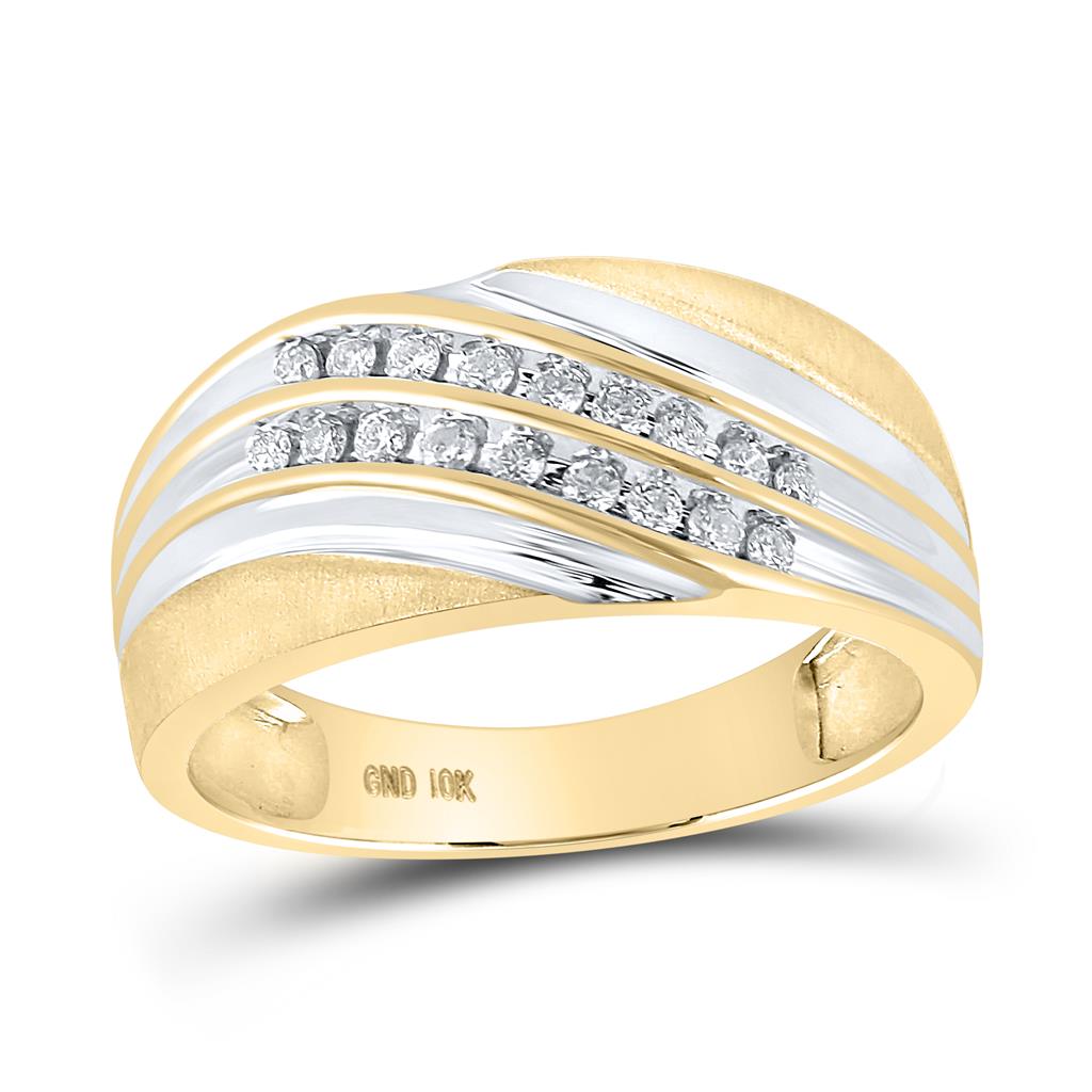 10k Yellow Gold Round Diamond Wedding Band Ring 1/4 Cttw