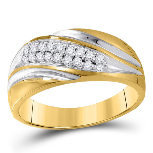 10k Yellow Gold Round Diamond Wedding Band Ring 1/4 Cttw